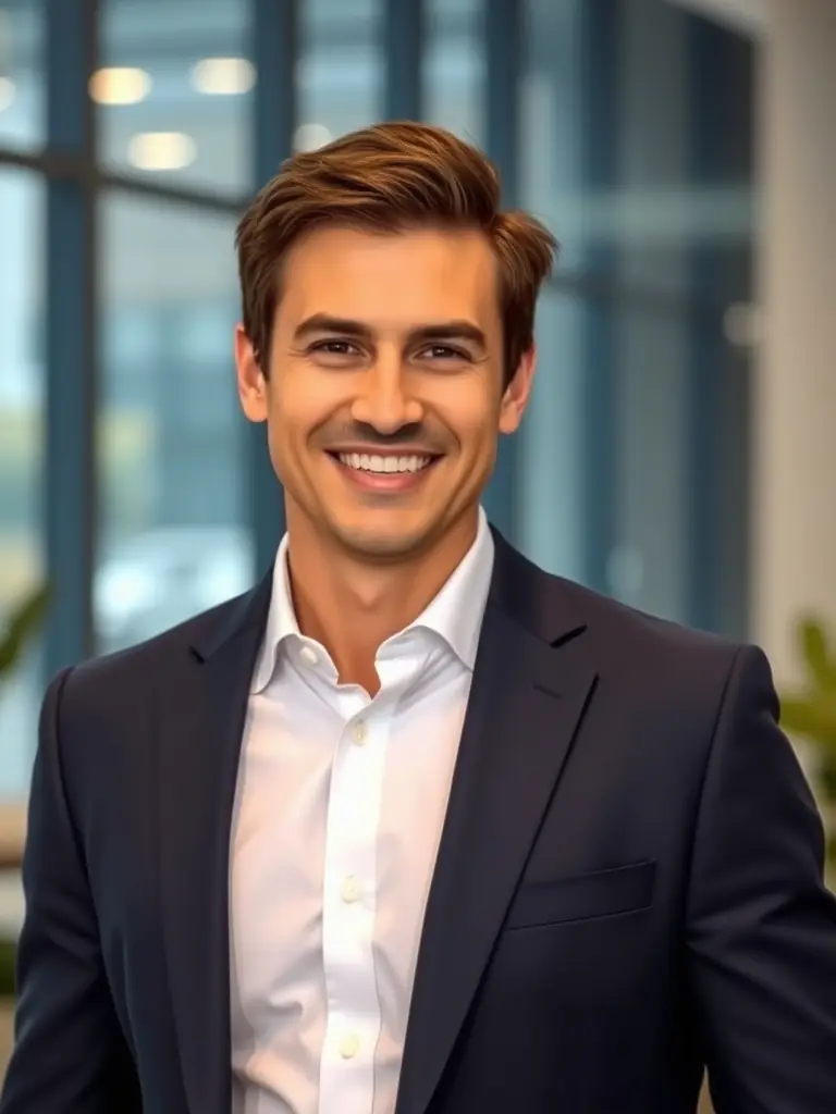 An image of a serene business owner smiling confidently, representing peace of mind through robust cybersecurity.